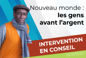 Intervention sur le nouveau monde et ses priorités par Moïse Diop, élu du groupe « Métropole insoumise, résiliente et solidaire », lors du conseil de la métropole de Lyon du 5 octobre 2020.